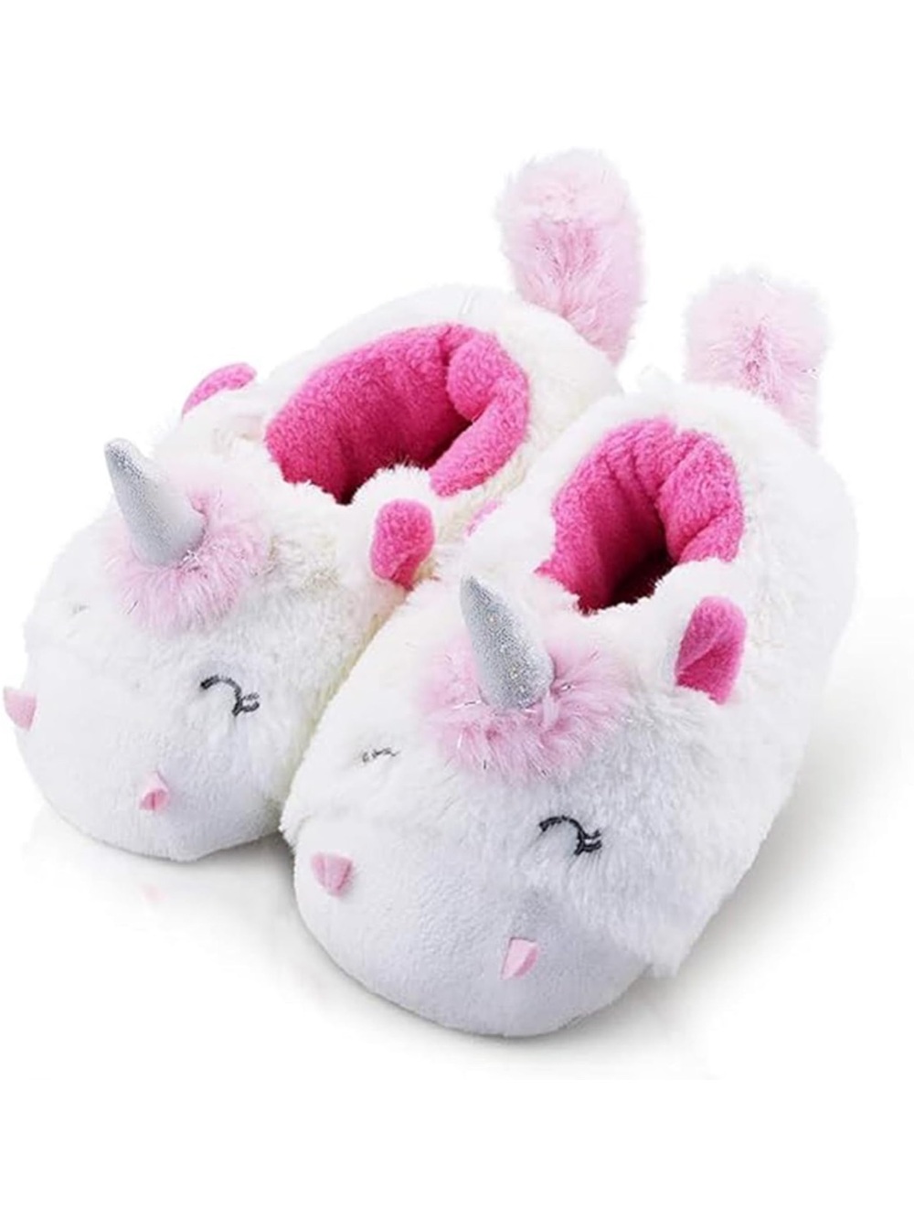 NWOT Toddler 4-5 Plush Unicorn Slippers - White & Pink